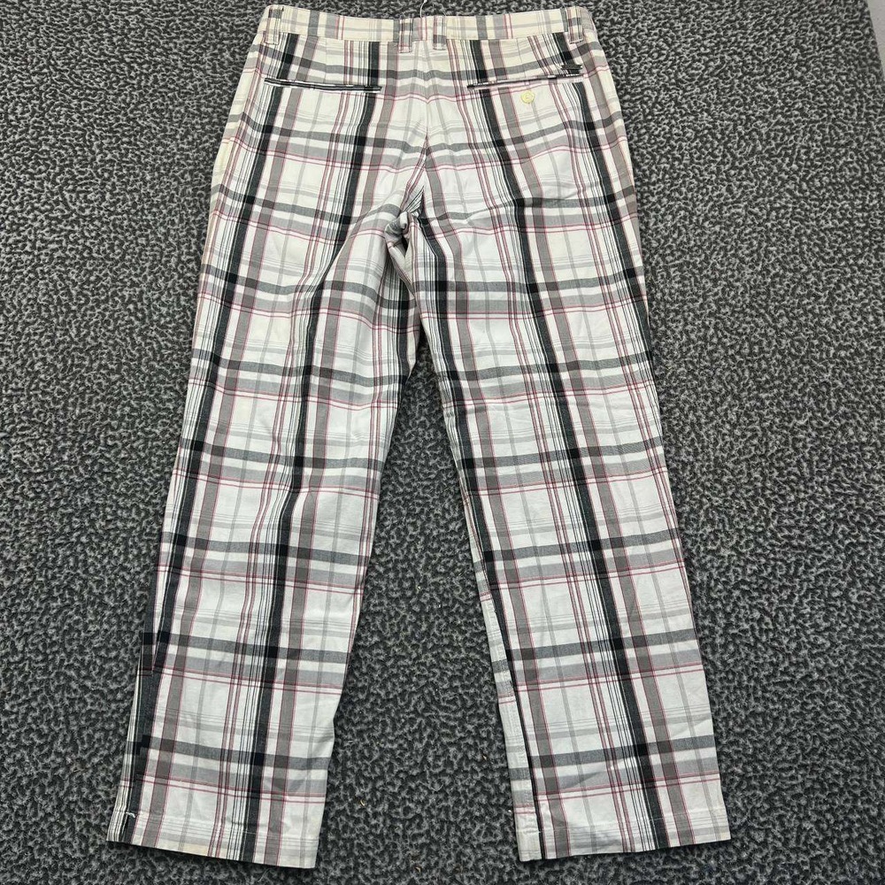 Greg Norman for Tasso Elba Shark Mens Plaid Golf Pants 32x30 White‎ Black - Picture 2 of 9